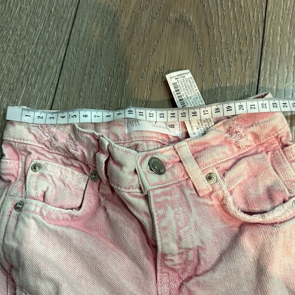 Zara Kids Distressed Straight Leg Jeans Pink Size 7 - Picture 6 of 7
